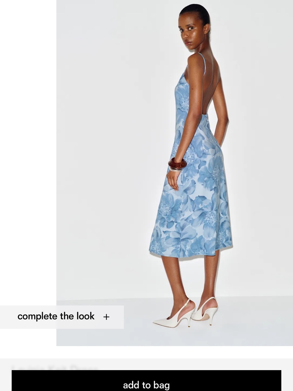 Reformation Light Blue Floral Backless Slip Dress